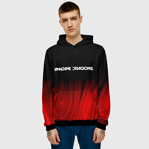 Мужская толстовка Imagine Dragons red plasma / 3D-Черный – фото 3