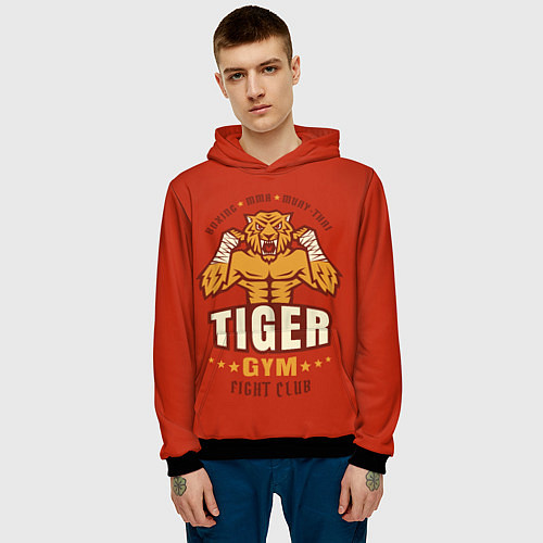 Мужская толстовка Tiger - боец / 3D-Черный – фото 3