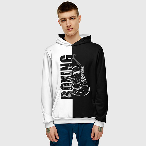 Мужская толстовка Boxing чёрно-белое / 3D-Белый – фото 3