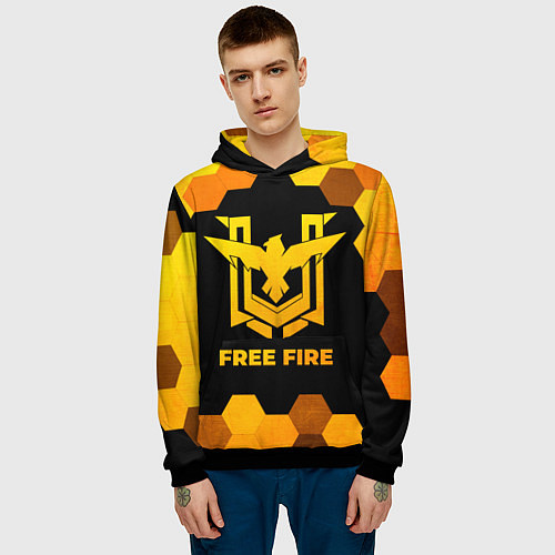 Мужская толстовка Free Fire - gold gradient / 3D-Черный – фото 3