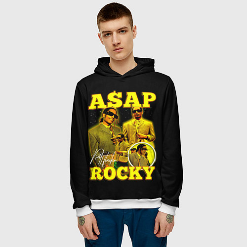Мужская толстовка Asap Rocky, rapper / 3D-Белый – фото 3