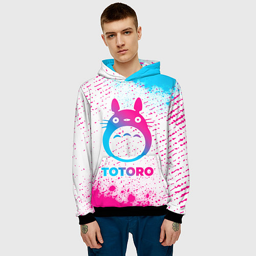 Мужская толстовка Totoro neon gradient style / 3D-Черный – фото 3