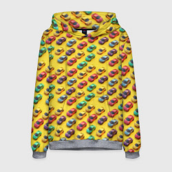 Толстовка-худи мужская Разноцветные машинки, цвет: 3D-меланж