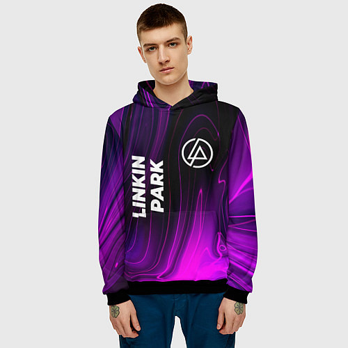 Мужская толстовка Linkin Park violet plasma / 3D-Черный – фото 3