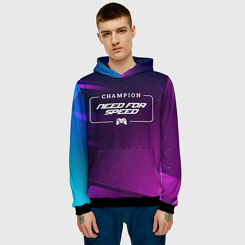 Мужская толстовка Need for Speed gaming champion: рамка с лого и джо / 3D-Черный – фото 3