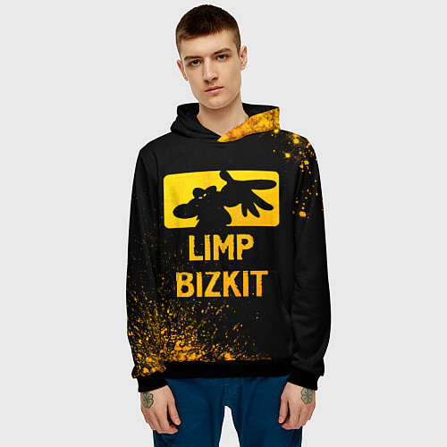 Мужская толстовка Limp Bizkit - gold gradient / 3D-Черный – фото 3