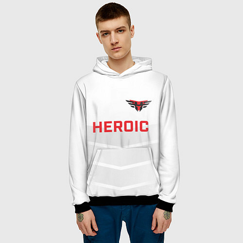 Мужская толстовка Heroic white / 3D-Черный – фото 3