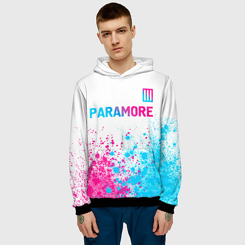 Мужская толстовка Paramore neon gradient style: символ сверху / 3D-Черный – фото 3