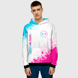 Толстовка-худи мужская Twenty One Pilots neon gradient style: надпись, си, цвет: 3D-черный — фото 2