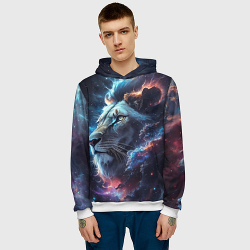 Мужская толстовка Galactic lion / 3D-Белый – фото 3