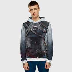 Толстовка-худи мужская Броня Геральта, цвет: 3D-белый — фото 2