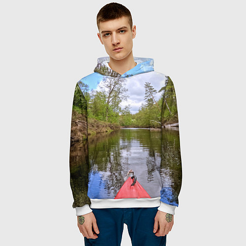 Мужская толстовка Красная байдарка / 3D-Белый – фото 3