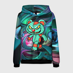 Толстовка-худи мужская Кровожадный мишутка-вуду, цвет: 3D-черный