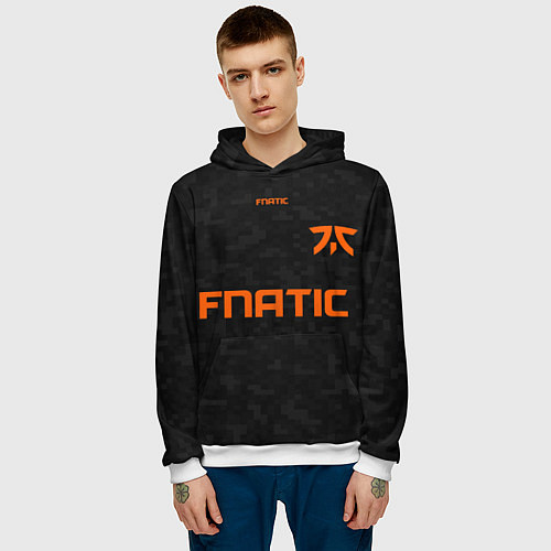 Мужская толстовка Форма Fnatic pixels / 3D-Белый – фото 3