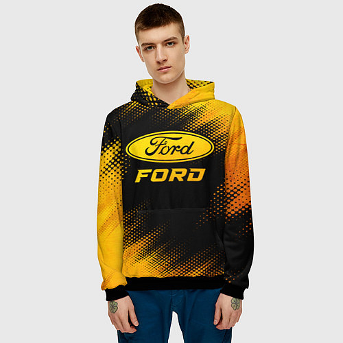 Мужская толстовка Ford - gold gradient / 3D-Черный – фото 3