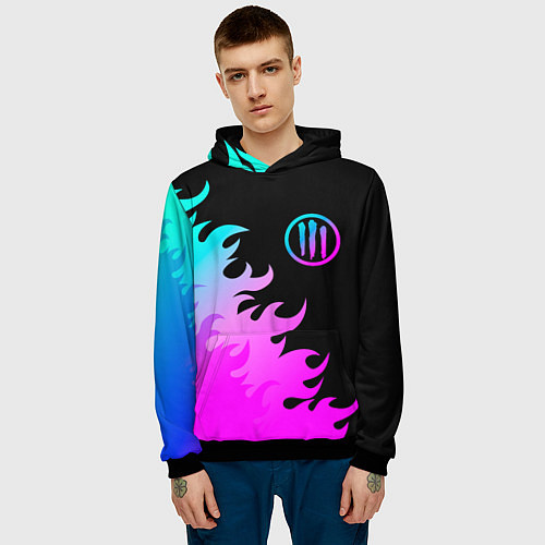 Мужская толстовка Three Days Grace неоновый огонь / 3D-Черный – фото 3