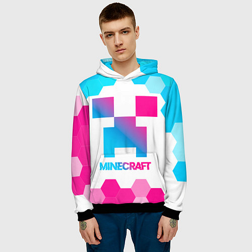 Мужская толстовка Minecraft neon gradient style / 3D-Черный – фото 3