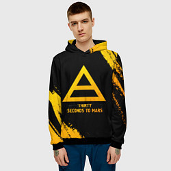 Толстовка-худи мужская Thirty Seconds to Mars - gold gradient, цвет: 3D-черный — фото 2