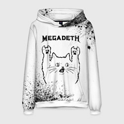 Толстовка-худи мужская Megadeth рок кот на светлом фоне, цвет: 3D-белый