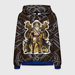 Толстовка-худи мужская Бог Один повелитель древних славян, цвет: 3D-синий