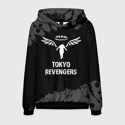 Толстовка-худи мужская Tokyo Revengers glitch на темном фоне, цвет: 3D-черный