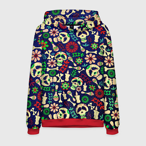 Мужская толстовка Мексиканский карнавал - Carnaval Mexicano / 3D-Красный – фото 1