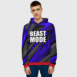 Толстовка-худи мужская Beast mode - синяя униформа, цвет: 3D-красный — фото 2
