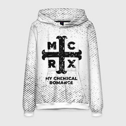 Толстовка-худи мужская My Chemical Romance с потертостями на светлом фоне, цвет: 3D-белый