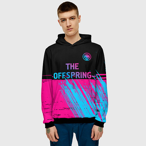 Мужская толстовка The Offspring - neon gradient: символ сверху / 3D-Черный – фото 3