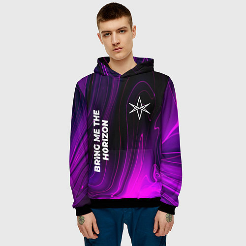 Мужская толстовка Bring Me the Horizon violet plasma / 3D-Черный – фото 3