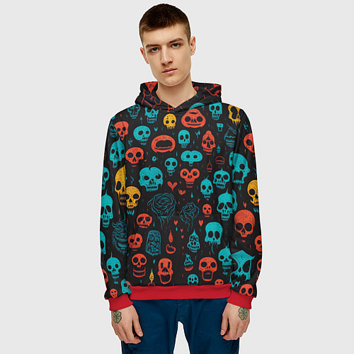 Мужская толстовка Skull party / 3D-Красный – фото 3