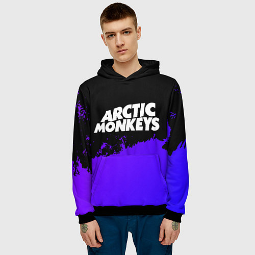 Мужская толстовка Arctic Monkeys purple grunge / 3D-Черный – фото 3