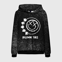 Толстовка-худи мужская Blink 182 с потертостями на темном фоне, цвет: 3D-черный