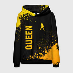 Толстовка-худи мужская Queen - gold gradient: надпись, символ, цвет: 3D-черный