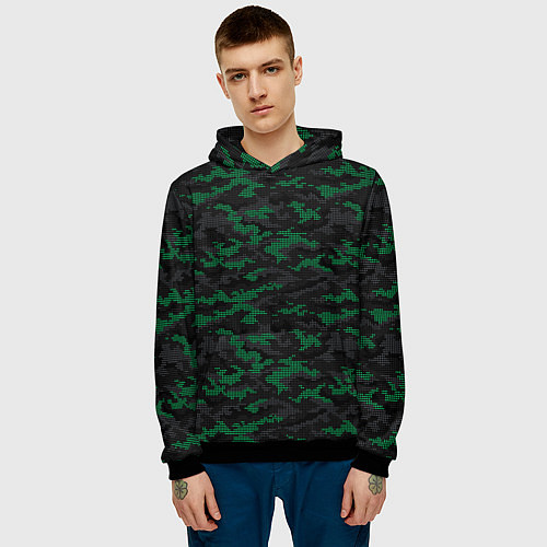 Мужская толстовка Точечный камуфляжный узор Spot camouflage pattern / 3D-Черный – фото 3