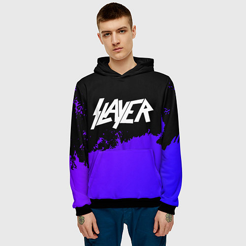 Мужская толстовка Slayer purple grunge / 3D-Черный – фото 3