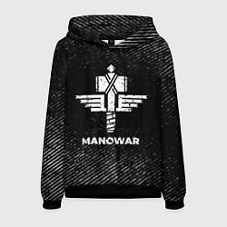 Толстовка-худи мужская Manowar с потертостями на темном фоне, цвет: 3D-черный