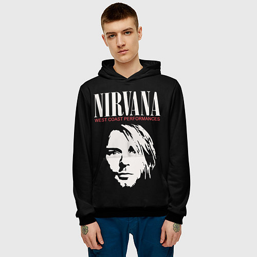 Мужская толстовка Nirvana - Kurt Cobain / 3D-Черный – фото 3