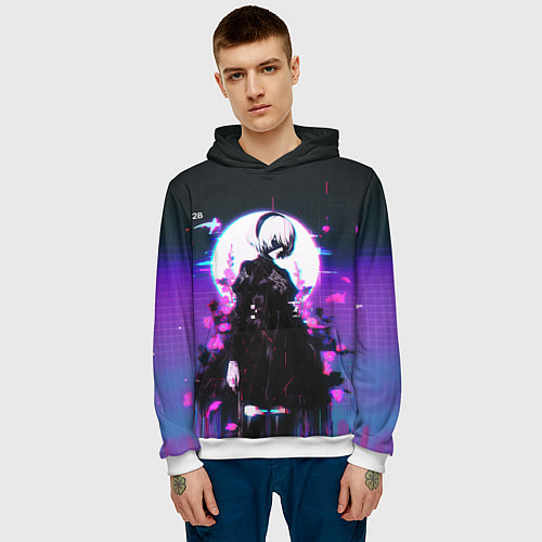 Мужская толстовка Nier automata 2b neon / 3D-Белый – фото 3
