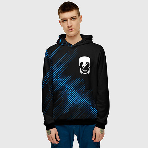 Мужская толстовка David Bowie звуковая волна / 3D-Черный – фото 3