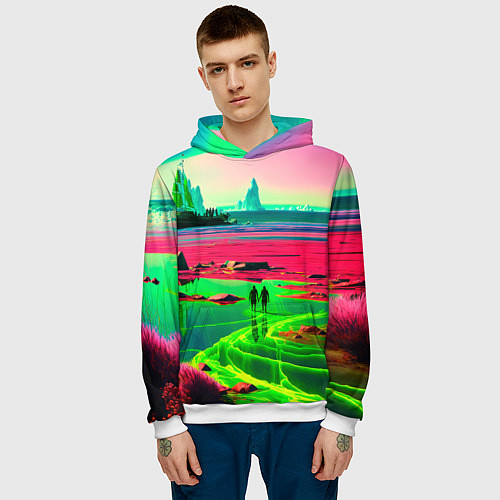 Мужская толстовка Кислотный мир / 3D-Белый – фото 3