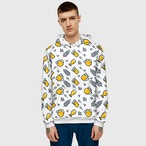 Мужская толстовка Пиво пенное / 3D-Белый – фото 3