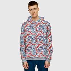 Толстовка-худи мужская Русские узоры текстура, цвет: 3D-меланж — фото 2
