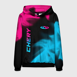 Толстовка-худи мужская Chery - neon gradient: надпись, символ, цвет: 3D-черный