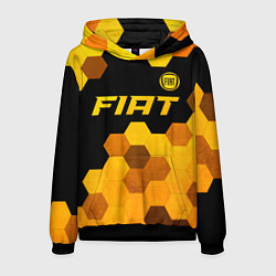 Толстовка-худи мужская Fiat - gold gradient: символ сверху, цвет: 3D-черный