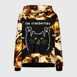 Толстовка-худи мужская The Cranberries рок кот и огонь, цвет: 3D-черный
