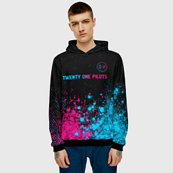 Толстовка-худи мужская Twenty One Pilots - neon gradient: символ сверху, цвет: 3D-черный — фото 2