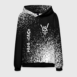 Толстовка-худи мужская Papa Roach и рок символ на темном фоне, цвет: 3D-черный