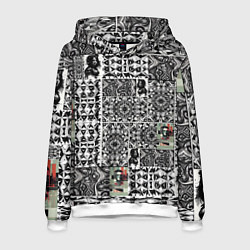Толстовка-худи мужская Орнамент древних цивилизаций, цвет: 3D-белый