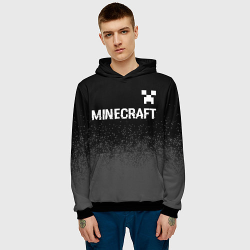Мужская толстовка Minecraft glitch на темном фоне: символ сверху / 3D-Черный – фото 3